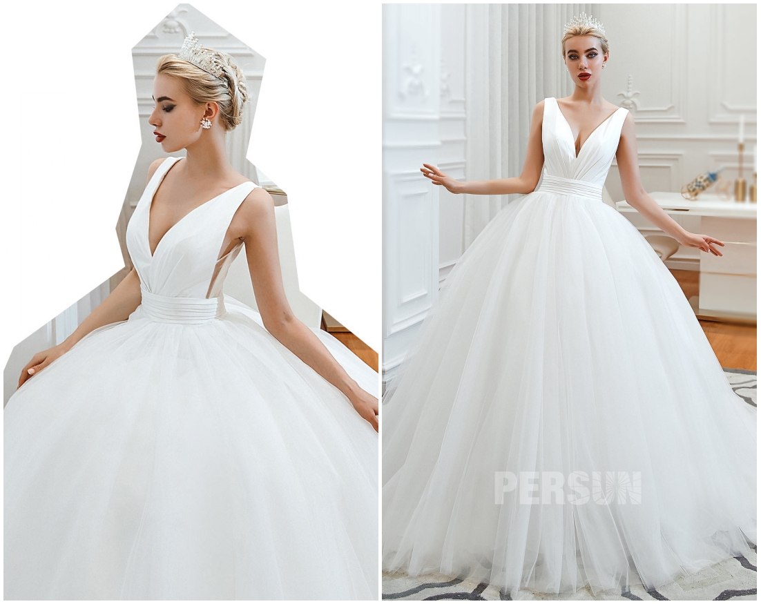 robe de mariée simple décolleté V coupe princesse 2020